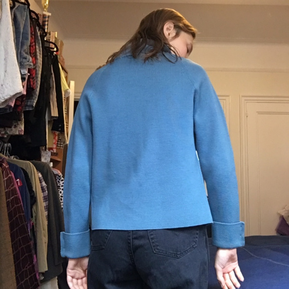 Vintage Blue Cardigan with Pin - Picture 3 of 4